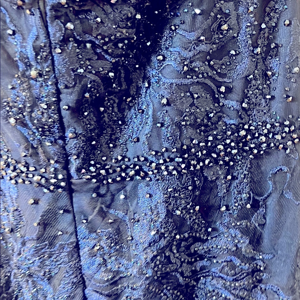 Rina diMontella Midnight Blue Beaded Gown - Picture 3 of 6